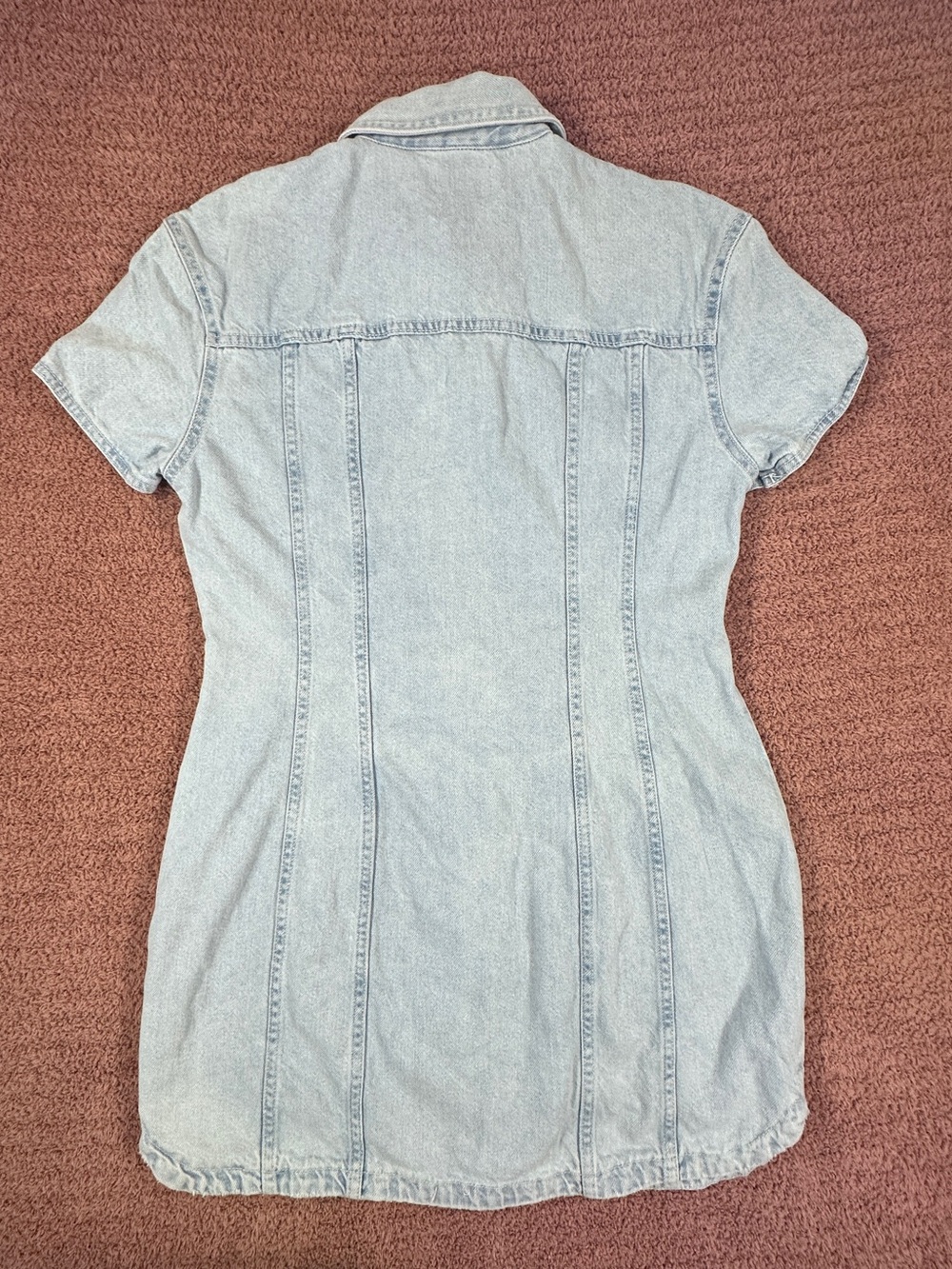 Basic Editions Light Blue Denim Mini Shirt Dress - Picture 2 of 6